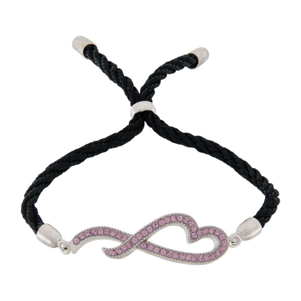 Scripted February Birthstone Light Purple Zircon Heart Slider Bracelet